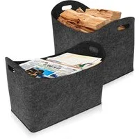 FIVMEN Kaminholzkorb XXL Filztasche mit Verstärkter Griff, Holzkorb für Kaminholz aus Filz (Filztaschen Shopper Extra Dicker)