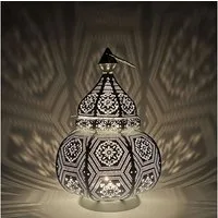 Marrakesch Orient & Mediterran Interior Teelichthalter Orientalische Laterne Windlicht Maha aus Metall in Weiß 30 cm Deko (1 St), Handarbeit