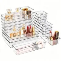 BlingBin Organizer 17/24 Stücke Schubladen Organizer Set, 4 Größen, Schubladeneinsatz (17er Set, 17 St., 17tlg), Drawer Organizer, Make up Ordnungssystem, für Schreibtisch, Küchen,Bad