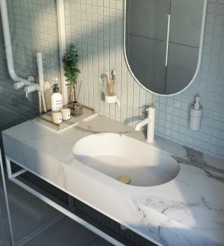Neuesbad Serie 600 Mineralguss Einbauwaschtisch von unten, oval, alabaster NB1CQS_AU6U1