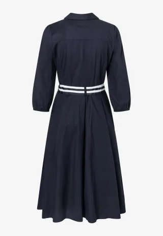 MORE & MORE - Hemdblusenkleid mit Streifengürtel blau - Gr. - 38