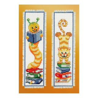 Lesezeichen Bücherwurm/Katze", 2er-Set