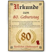 Tigerlino Poster Urkunde zum Geburtstag Mann Frau Geburtstagsgeschenk Geburtstagskarte, 80. Geburtstag Jahrgang 1946, Geburtstagsurkunde