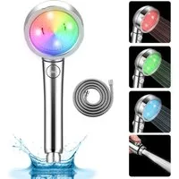 CkeyiN Pro Duschbrause Brausekopf mit 7 Farben,Farbwechsel Duschbrause, Wassersparend Handbrause Dusche