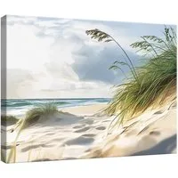 Wallarena Leinwandbild Meer Strand - Beige - Modern - Wohnzimmer, Meer, 40x30x2cm