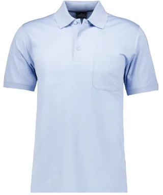 RAGMAN - Softknit-Polo mit Brusttasche, kurzarm blaugrau - Gr. - XXL