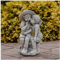 gartendekoparadies.de Gartenfigur Junge und Mädchen Figur, Steinfigur H. 43 cm, 15 kg, Frostsicher