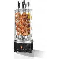 @tec Tischgrill BBQ Vertikalgrill 900W, Edelstahl BBQ Elektro Tisch Rund Grill für Fleisch-, Garnelen-Spieße