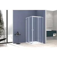 welltime Eckdusche Trento, BxT: 90x90 cm, Einscheibensicherheitsglas, 180cm Höhe mit robustem Rollensystem und bis zu 20mm Verstellbereich