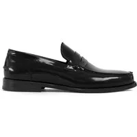 Celal Gültekin Business Penny Loafer Blockabsatz Hochglanz Herren Loafer Echtleder Hochglanz, Penny-Steg, Apron-Naht, Schwarz, 44