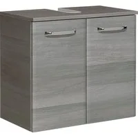 Saphir Waschbeckenunterschrank Quickset Unterbeckenschrank mit 2 Türen, Siphonausschnitt, 60 cm breit Waschbeckenschrank inkl. Türdämpfer, Griffe in Chrom Glanz