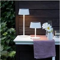 OTTO home LED Außen-Tischleuchte Oddny - Tischlampe 2er Set mit Solar u. Akku, Dimmfunktion, LED fest integriert, Warmweiß, 30 cm, aufladbar ü. Solar & USB, 3000 K, dimmbar, IP44, Akkulampe