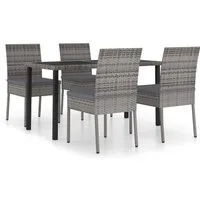 vidaXL Garten-Essgruppe 5-tlg. Garten-Essgruppe Poly Rattan Grau, (4-tlg)