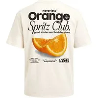 Neverless Oversize-Shirt Herren T-Shirt - Orange Spritz- Oversized Relaxed Fit Sommer Fashion mit Print