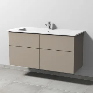 Sanipa 3way Keramik-Set Venticello Keramik-Waschtisch und Unterbau mit 4 Auszügen, Sandgrau-Matt SF32767