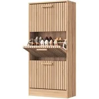 FUROKOY Schuhschrank Schuhregal mit 3 Klappen (Schuhablage Schuhkipper mit 6 Fächern, für 24 Paar Schuhe) für Eingangsbereich, Flur, 60 x 24 x 113 cm