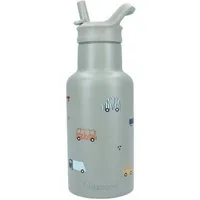 Kidzroom Trinkflasche Wasserflasche 350 ml für Kinder aus Edelstahl mit Strohhalm