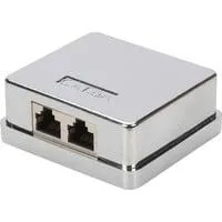 CAT.6A Datenanschlussdose, Aufputz, geschirmt, 2x RJ-45 silber, Konsolidierungsgehäuse
