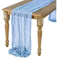 FUROKOY Tischläufer rustikaler Gaze-Tischläufer, Seihtuch, halbdurchsichtiger Stoff, Tischdecke für Boho-Hochzeit, Geburtstagsfeier, 90 x 400 cm