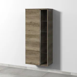 Sanipa 3way Stauraumschrank mit 1 Tür, 1 Auszug und offenen Fächern, Eiche-Nebraska BR18237