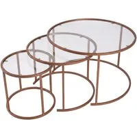 Skye Decor Couchtisch Japandi (3-St., 3-teilig), 3-teiliges Design mit gehärteter Glasplatte und Metallgestell
