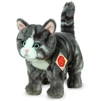 Teddy Hermann® Kuscheltier Katze stehend grau getigert, 20 cm, zum Teil aus recyceltem Material