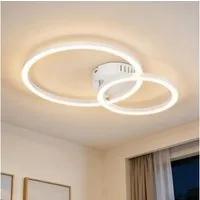 Nettlife LED Deckenleuchte Wohnzimmer 2 Ringe Schwarz/Weiß/Silber Modern 23W Deckenlampe 40.5CM, Nicht dimmbar, LED fest integriert, Warmweiß, für Wohnzimmer Schlafzimmer Flur Büro Balkon Küche