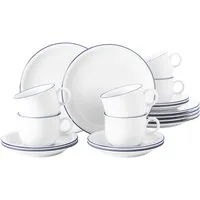 Seltmann Weiden Kaffeeservice Geschirr-Set, Service Compact Blaurand (18-tlg), 6 Personen, Porzellan, Teller, Tassen, Untertassen, Made in Germany, 18 Teile, für 6 Personen