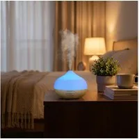 shop'n smile ideoon Luftbefeuchter Stilvoller Aroma Diffusor & Luftbefeuchter mit RGB Farblicht und Timer, 0,3 l Wassertank, Dauerbetrieb (ON), Kabellänge: 150 cm