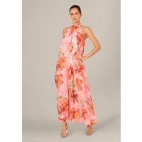 Adrianna Papell Sommerkleid Halter Trapeze Gown Elegantes, weiches Trapez-Kleid mit Blumenmuster