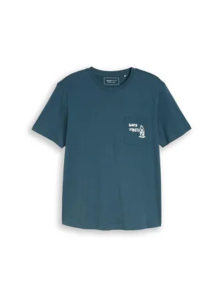 TOM TAILOR Denim - T-Shirt mit Brusttasche mit Print grün - Gr. - S