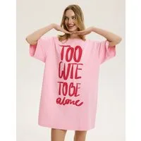 ESOTIQ Nachthemd Nachthemd aus Baumwolle Kurzarm Print Rundhals rosa Happiness (1-tlg)
