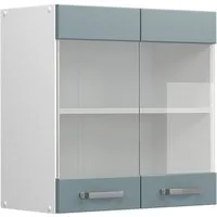 Vicco Glashängeschrank R-Line, Blau-Grau/Weiß, 60 cm (1-St)
