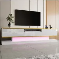 Merax Lowboard hochglanz TV-Schrank mit LED-Beleuchtung (180*38*45cm, 1 St), TV-Kommode Fernsehtisch mit 3 Schubladen & goldenen Akzenten, B: 180cm