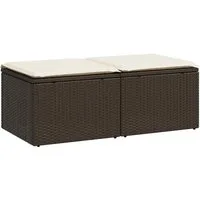 vidaXL Gartenlounge-Set 2-tlg. Garten-Sofagarnitur mit Kissen Braun Poly Rattan, (1-tlg)