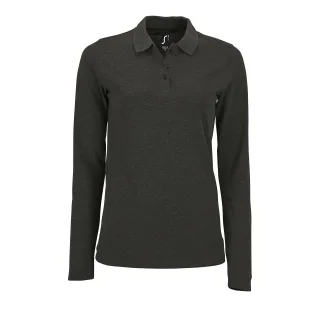 SOLS Womens/Ladies Perfect Long Sleeve Pique Polo Shirt (Charcoal Marl)
