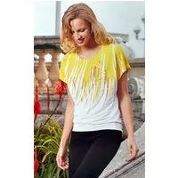 Passioni T-Shirt mit Rundhalsausschnitt und Gelbem Aufdruck