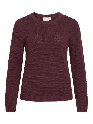 VILA - VIDALO O-NECK L/S KNIT TOP- NOOS Port Royale - Gr. - M
