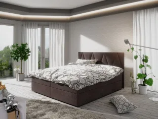 Boxspringbett Schlafzimmerbett GALA 200x200cm Braun inkl.Bettkasten