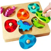 CLTYQ Lernspielzeug Holzspielzeug Holzpuzzle Dino Eier Montessori Spielzeug, Greifpuzzle Motorikspielzeug Geburztag Geschenk für Mädchen Jungen