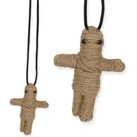 Fries Kostüm Halloween Karneval Halskette Voodoo Puppe aus Jute 7,5 cm Hoch, Voodoo Halskette