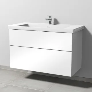 Sanipa 3way Waschtischunterbau zu Villeroy & Boch Subway 3.0 Waschtisch mit 2 Auszügen, Weiß-Glanz SF84978