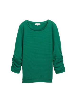 Denim Tom Tailor - Sweatshirt mit Raffungen luscious pine green - Gr. - M