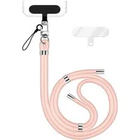 Nalia Handykette Universal Smartphone, Nylon Handyband / Karabiner Silber & 2 Pads / 35-75cm Tragelänge
