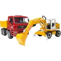 Bruder® Spielzeug-Kipper MAN TGA Kipper mit Bagger 39 cm (02751), Made in Europe