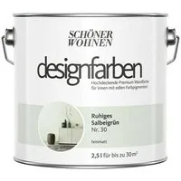 SCHÖNER WOHNEN FARBE Wand- und Deckenfarbe Ruhiges Salbeigrün Nr. 30, Tropf- und spritzgehemmt, Konservierungsmittelfrei