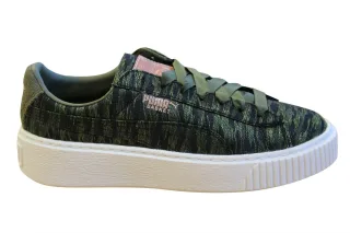 Puma -Korb -Bahnsteig Samt Seil Olive Low Schnüre -up -Womens Trainer 364092 01