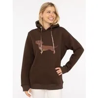 Zwillingsherz Hoodie "Dackel" Stickerei vorne, weiche Fleece Innenseite, bedruckte Kordel