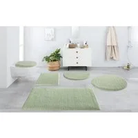 OTTO home Badematte Vanessa, Badvorleger, Badezimmer Teppich, Höhe 10 mm, rutschhemmend beschichtet, schnell trocknend, strapazierfähig, fußbodenheizungsgeeignet, Polyester, halbrund, Badteppich, weiche Haptik, unifarben