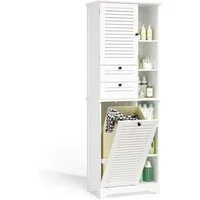 Bealife Badkommode Badezimmerschrank mit ausklappbarem Wäschekorb